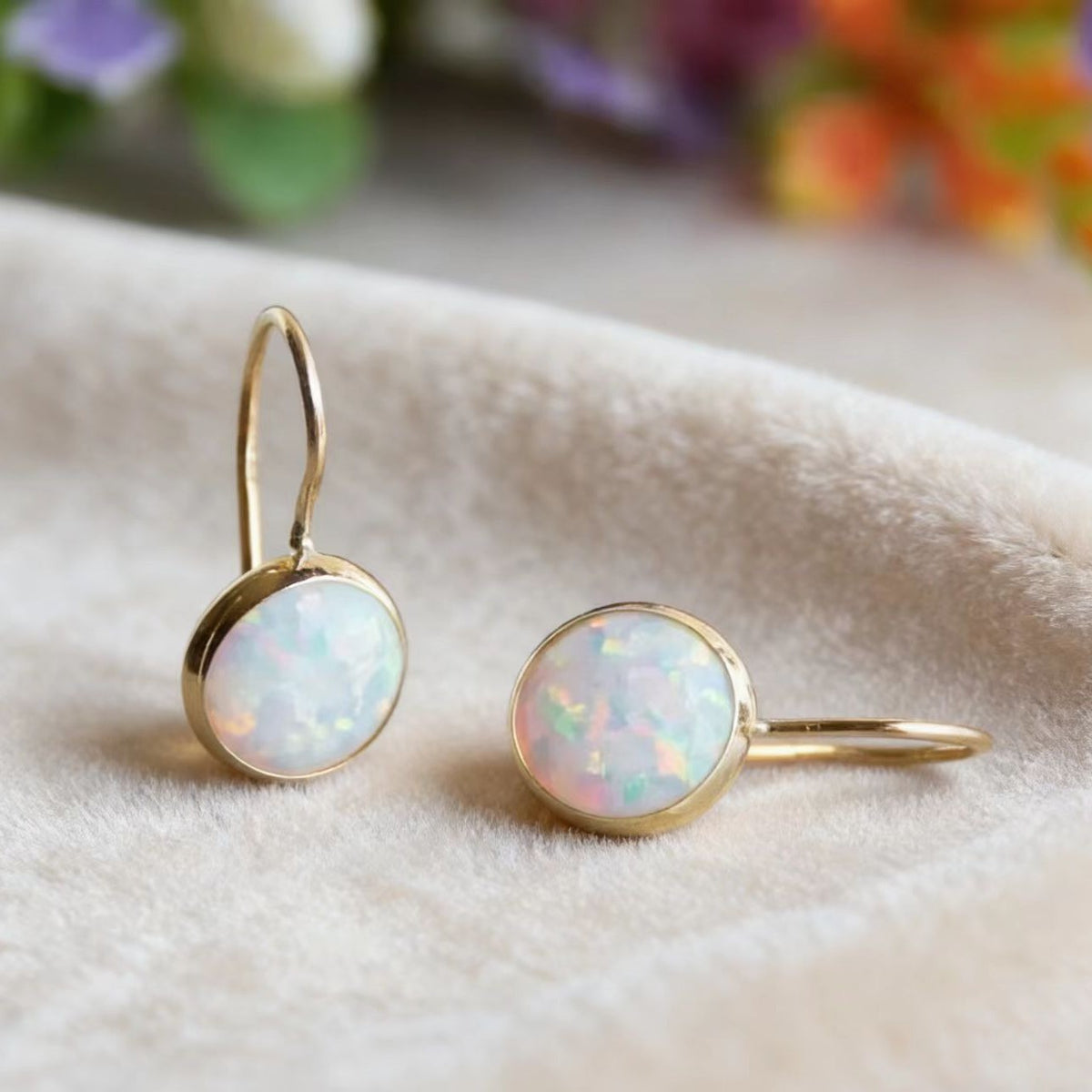 Gold Opal Drop Earrings 5