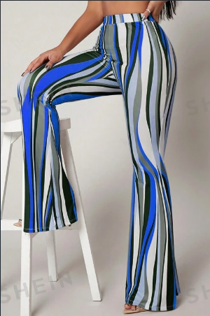 Wavy Stripe Flare Pants 1