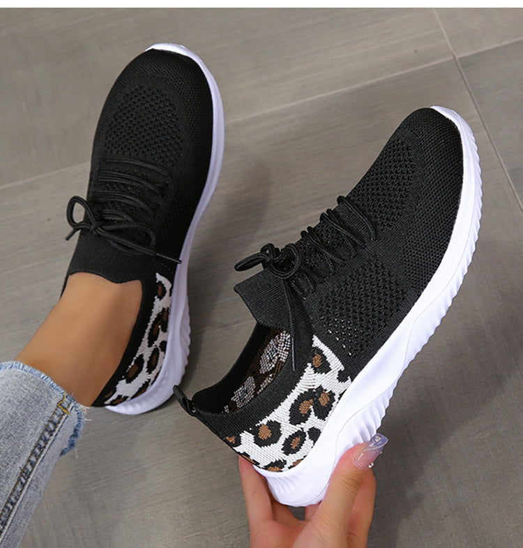 White Leopard-Heel Knit Sneakers 6