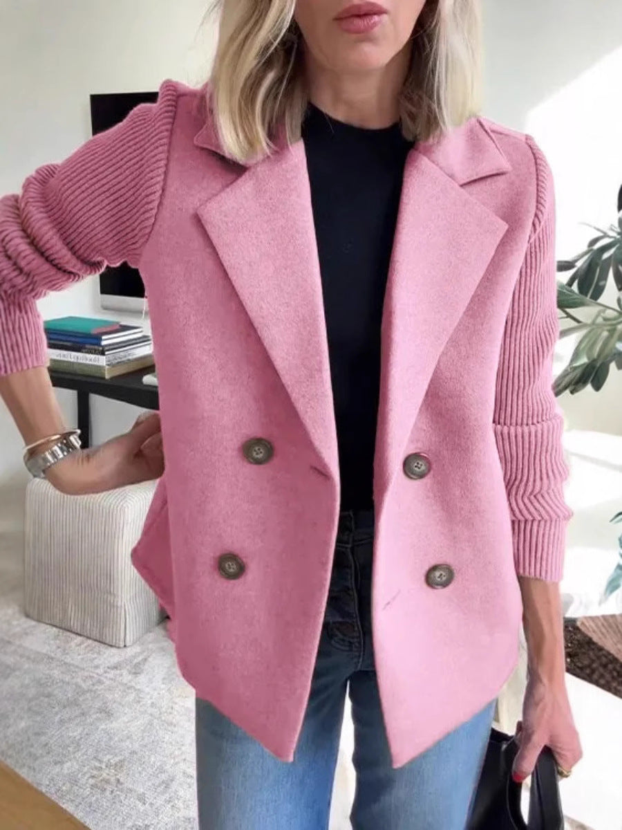 Knitted Sleeve Double Breasted Jacket 3