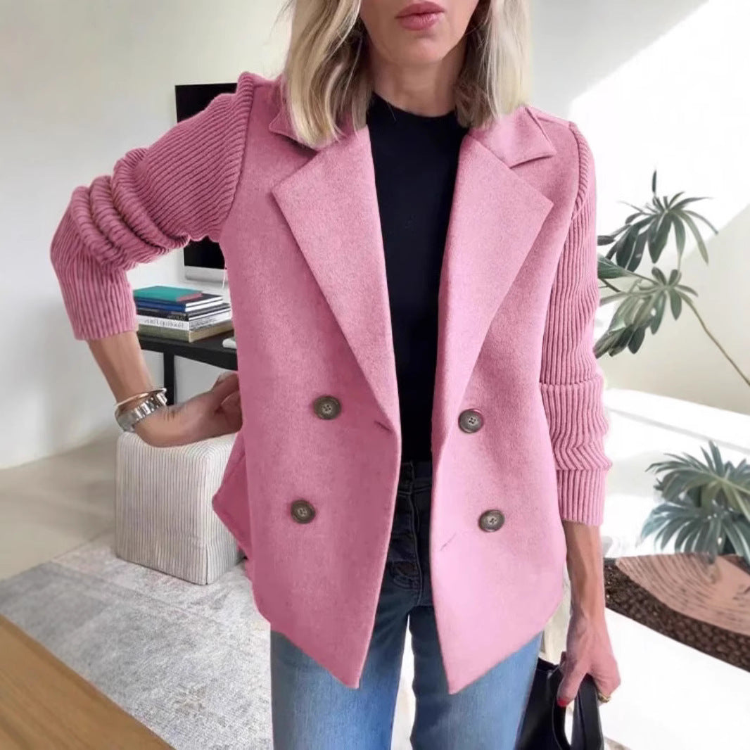 Knitted Sleeve Double Breasted Jacket 9