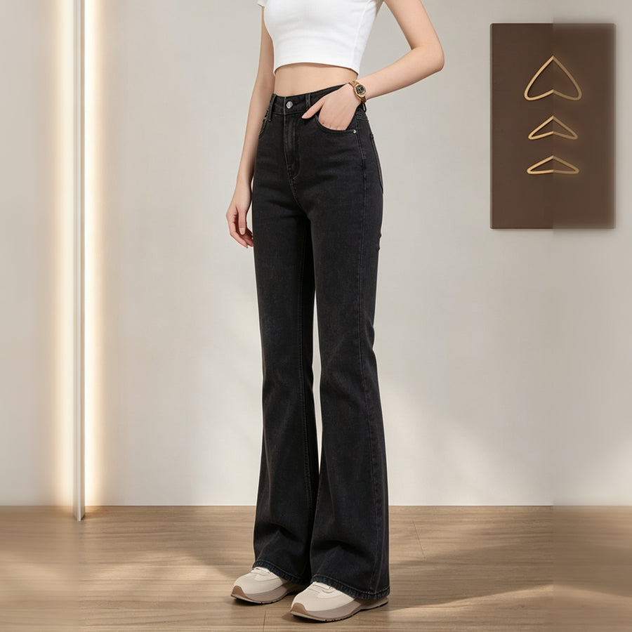 Black Washed Flare Jeans 1