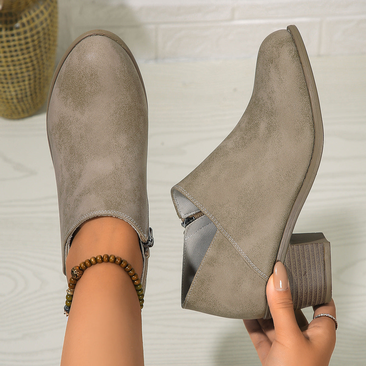 Chunky-Heel Round-Toe Bootie 6
