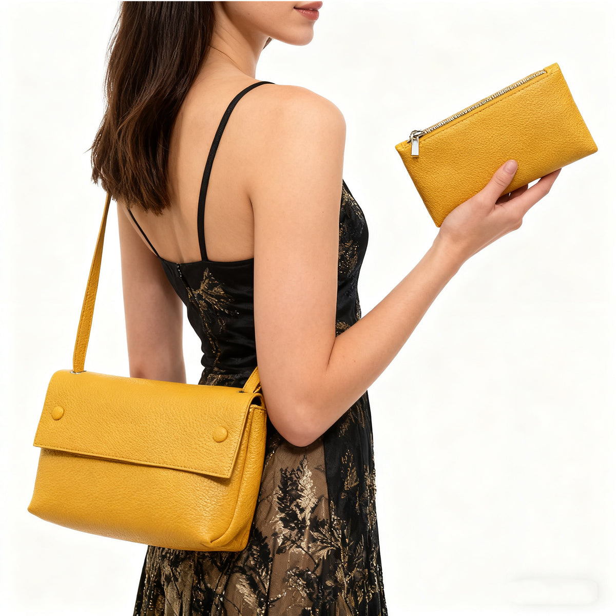 Yellow Structured Handbag 5