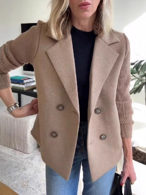Knitted Sleeve Double Breasted Jacket 4