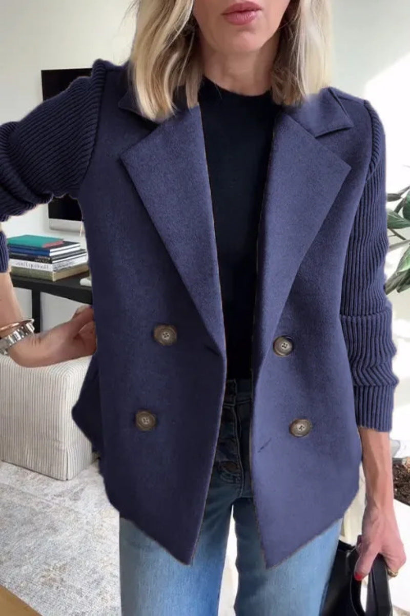 Knitted Sleeve Double Breasted Jacket 8