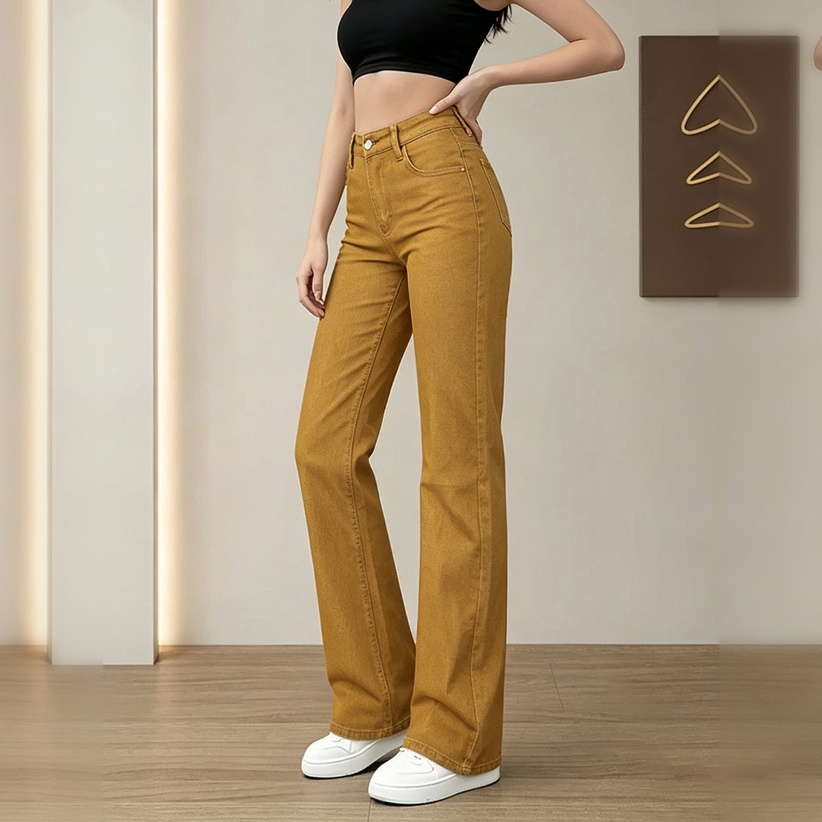 Mustard Yellow Wide Leg Jeans 3