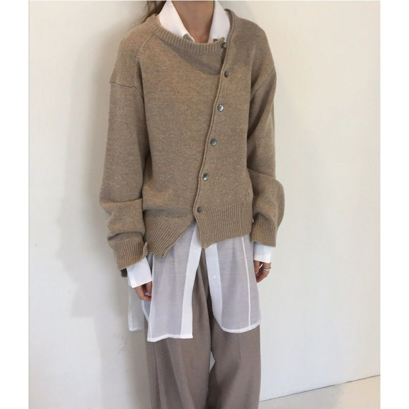 Oblique Button Sweater 2