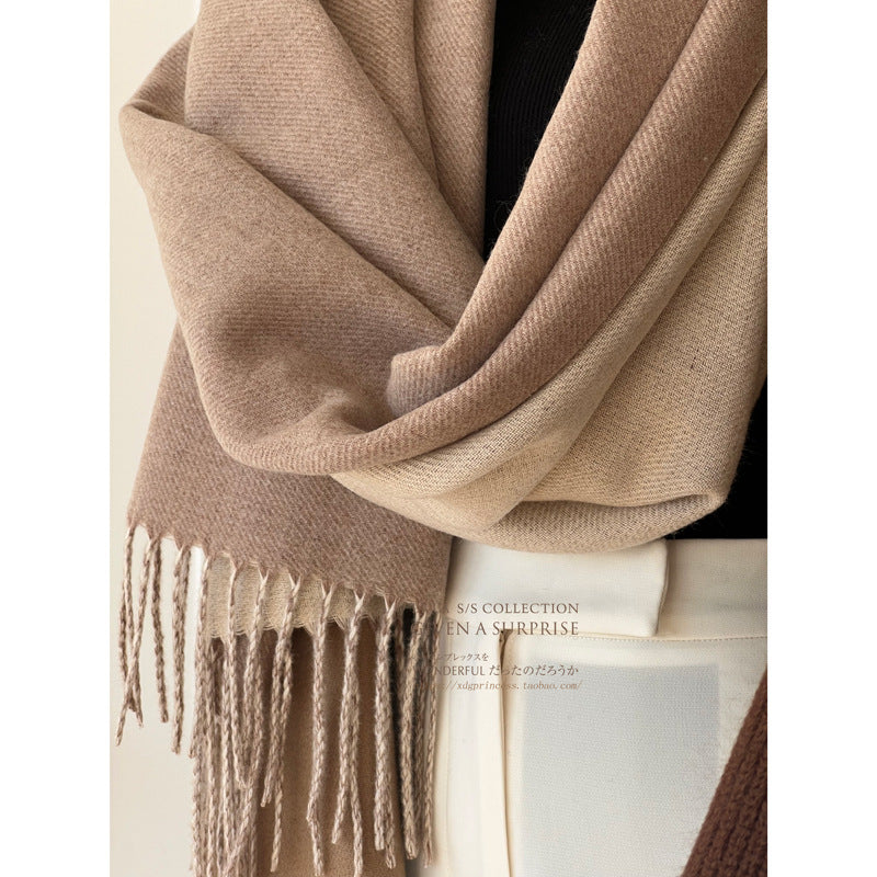Two-Tone Tassel Scarf 7