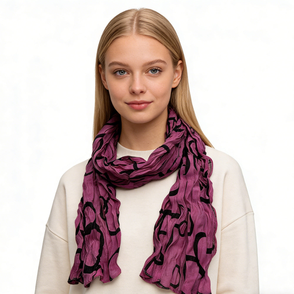 Magenta Crinkle Ring Scarf 1