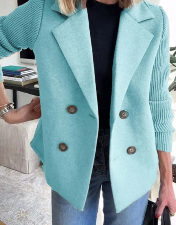 Knitted Sleeve Double Breasted Jacket 10