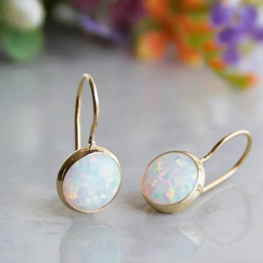 Gold Opal Drop Earrings 1