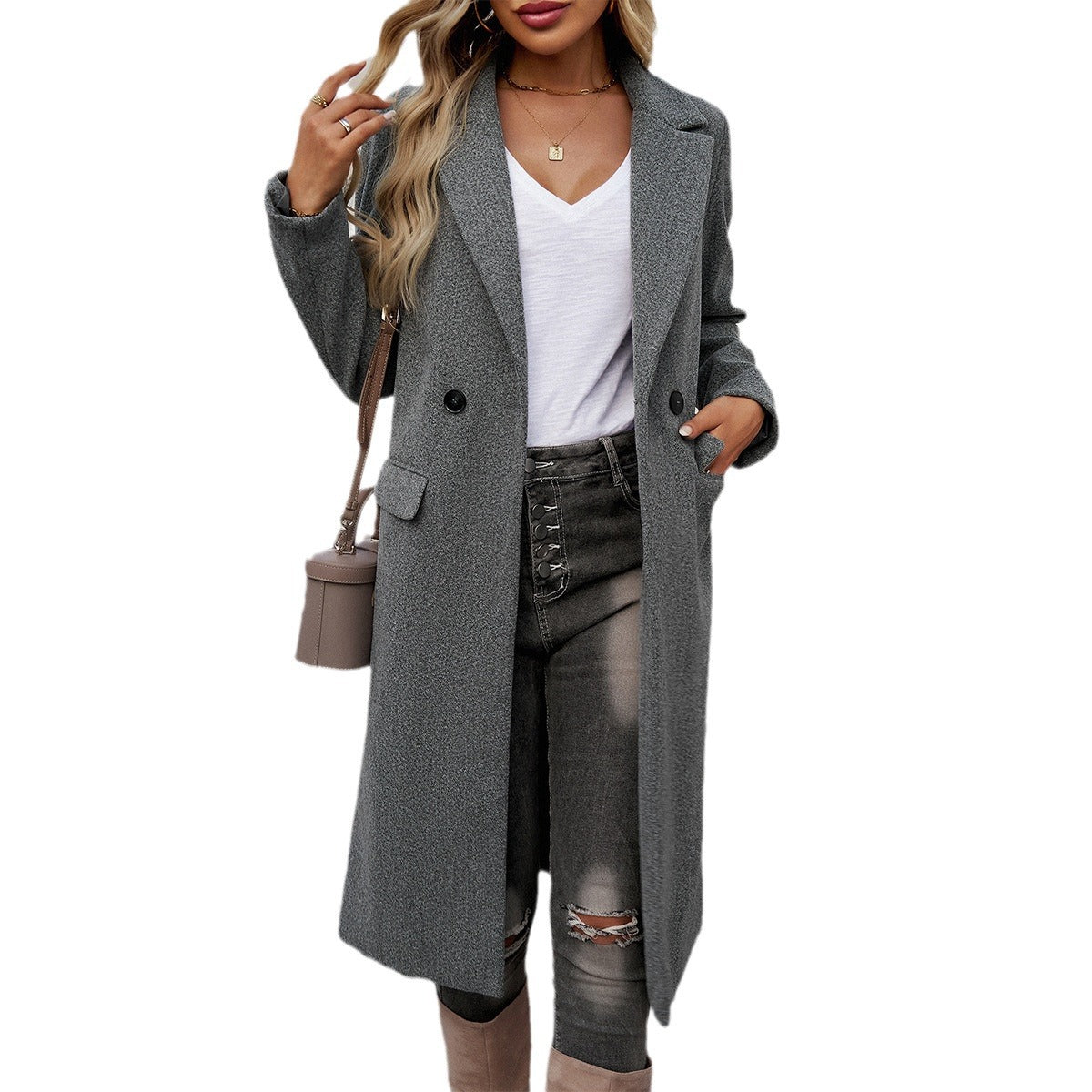 Long Turn-down Collar Coat 4