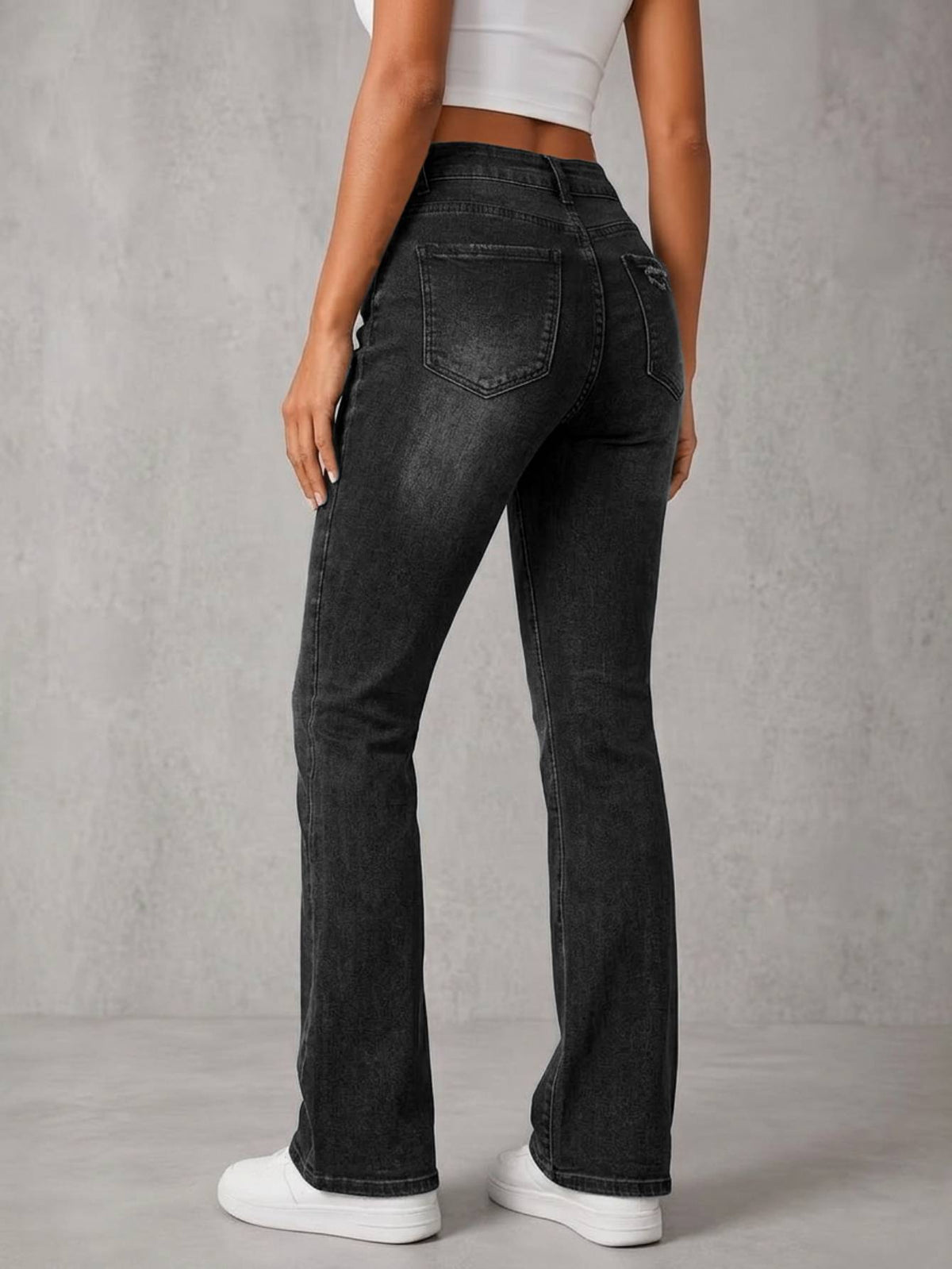 Charcoal Ripped Flare Jeans 2