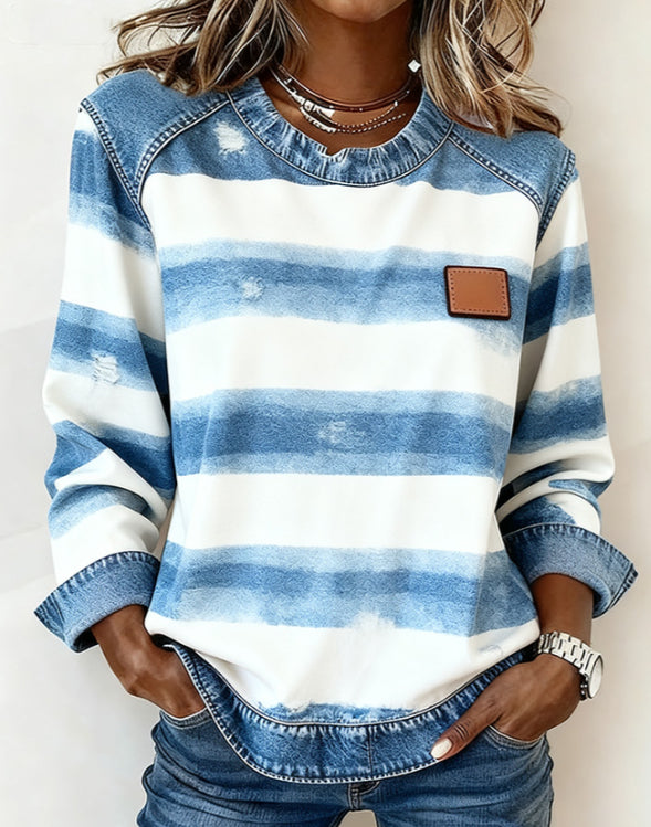 Royal Plaid Denim-Raglan Top — 4style