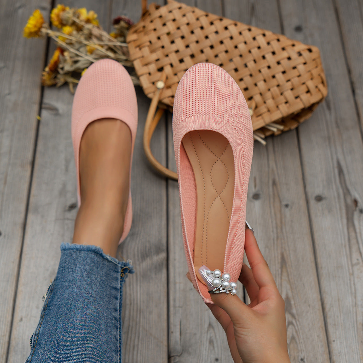 Rib Knit Ballet Flat 4