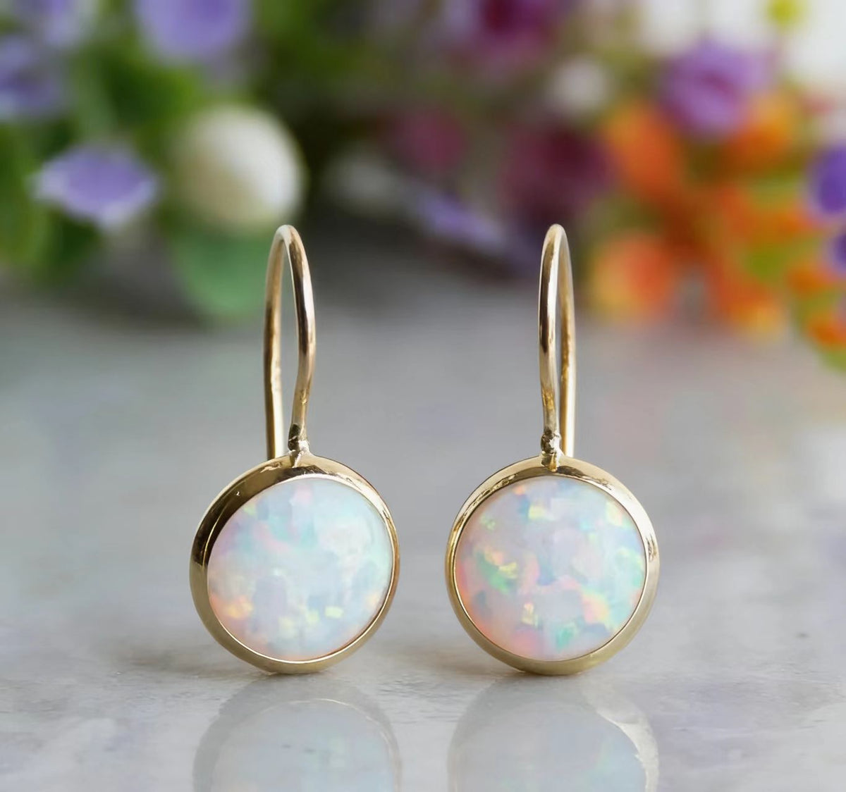 Gold Opal Drop Earrings 6