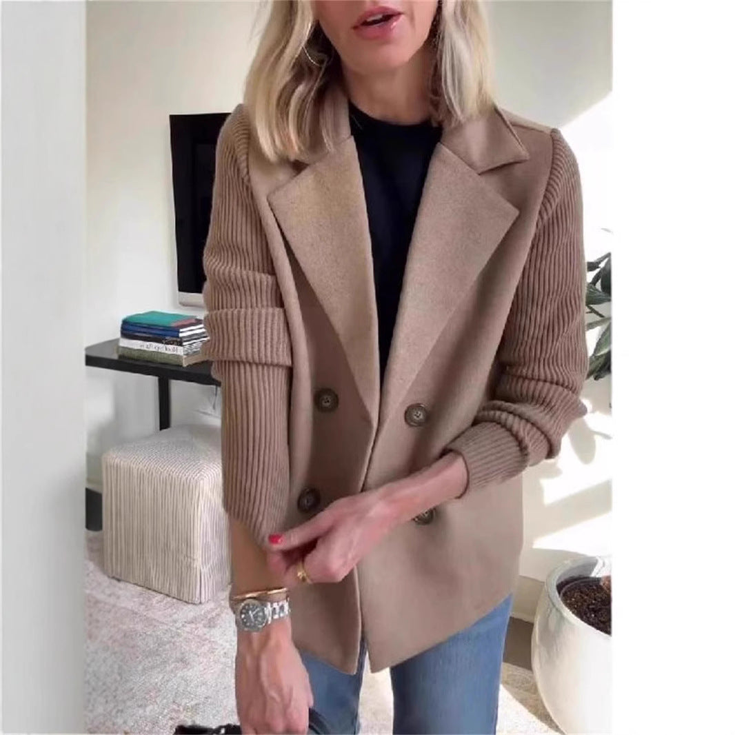 Knitted Sleeve Double Breasted Jacket 5