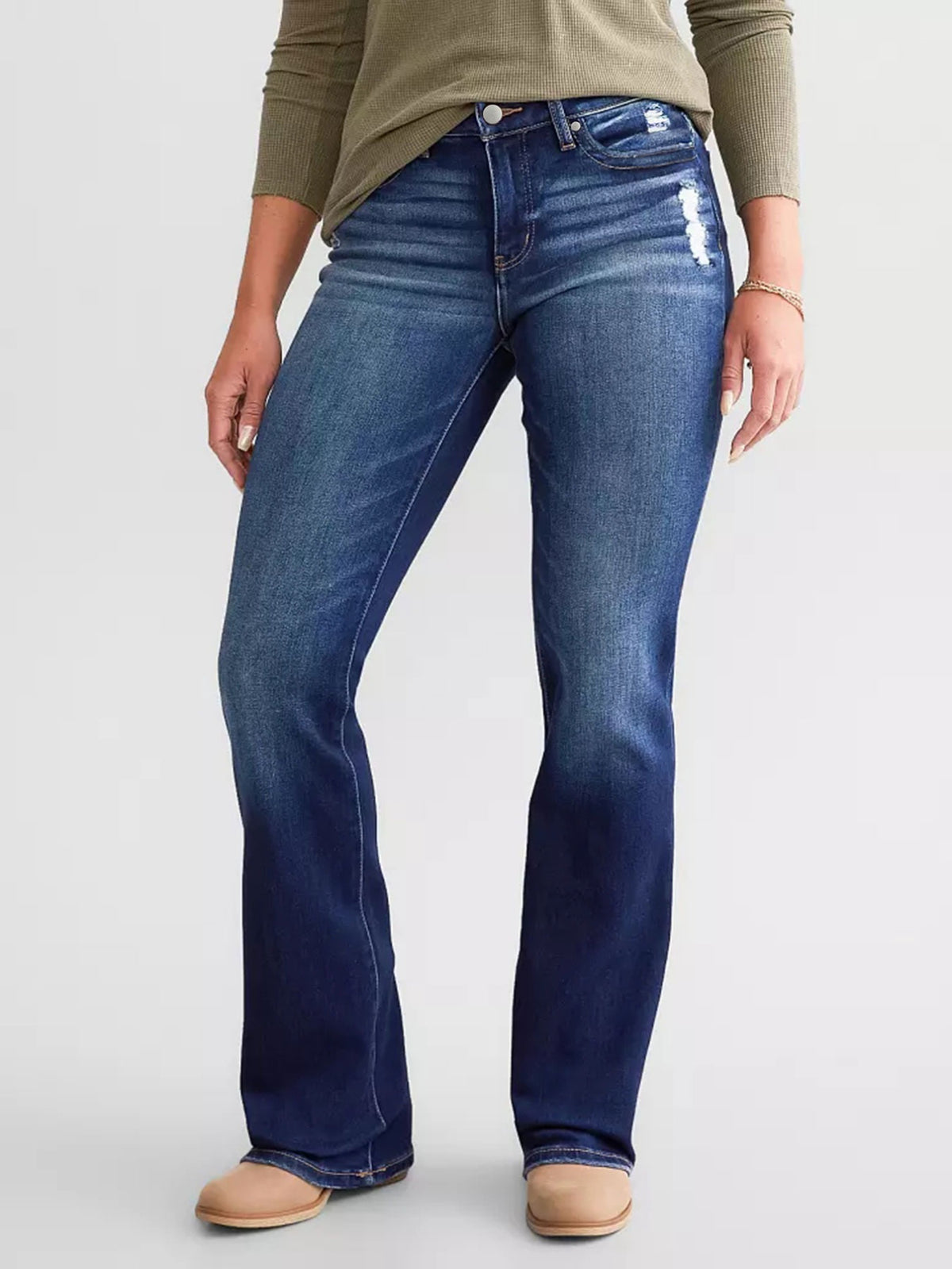 Distressed Baby-Flare Jeans 1