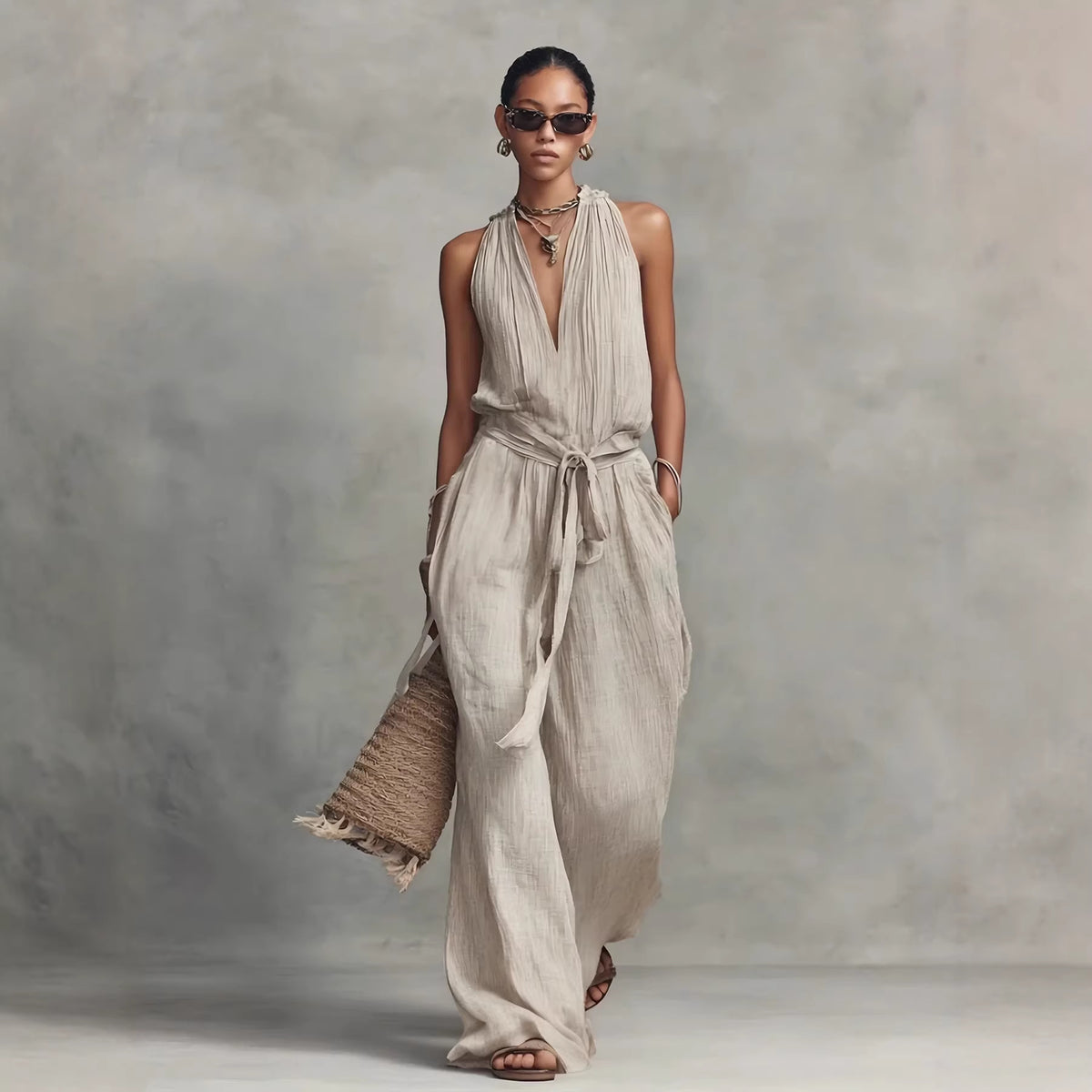 Sleeveless Cotton-blend Jumpsuit 1