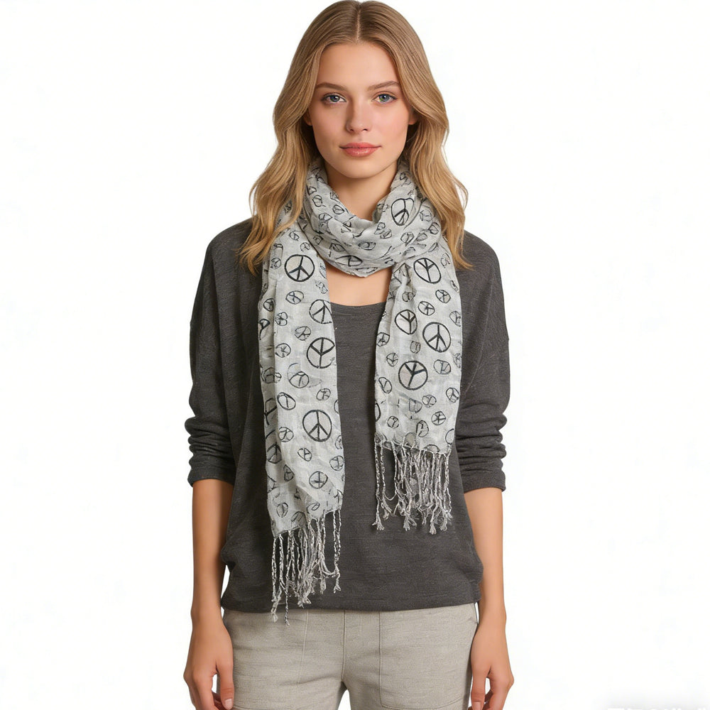 Peace Stamp Viscose Scarf 1