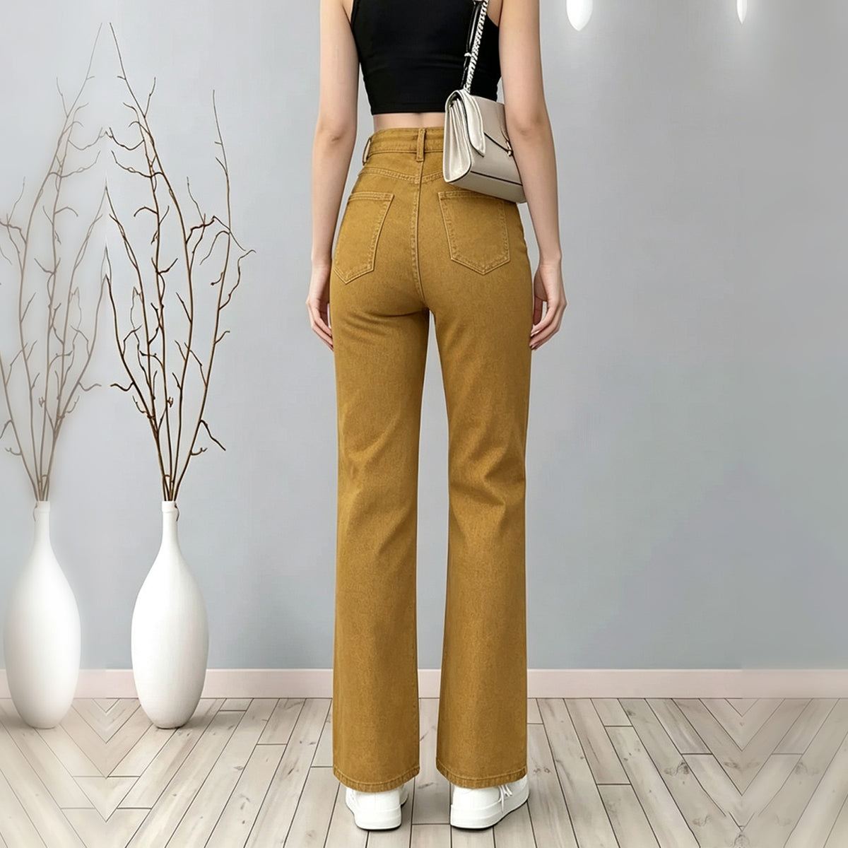Mustard Yellow Wide Leg Jeans 4