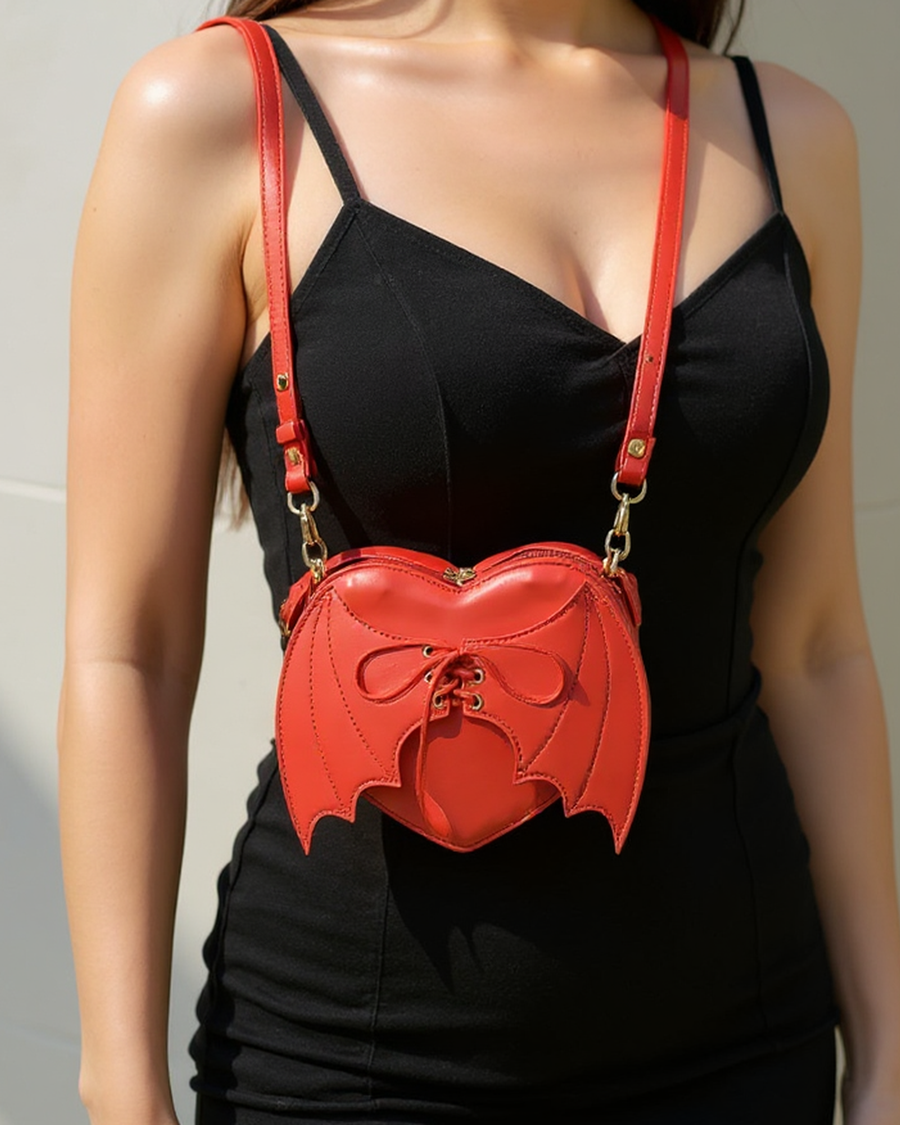 Heart bat-wing crossbody worn